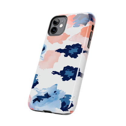 Abstract Coral & Navy Watercolor Design – iPhone Case