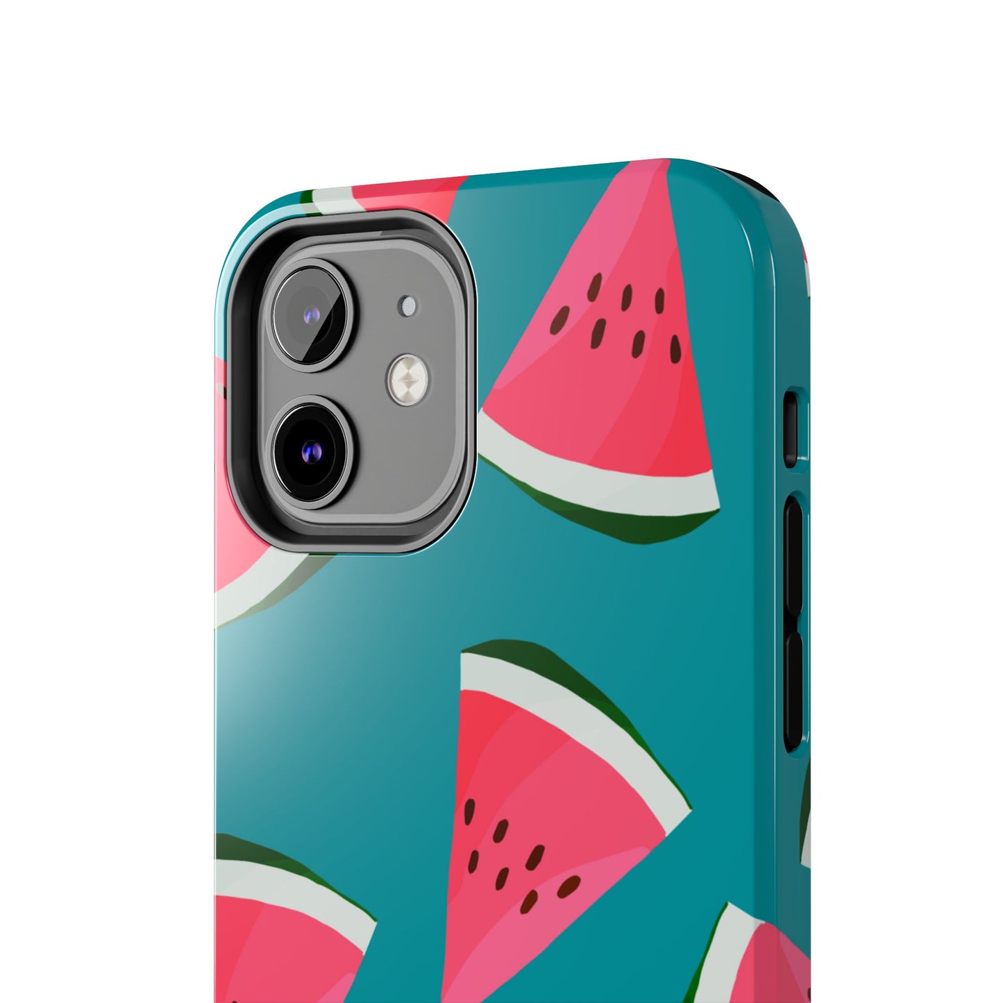 Watermelon Bliss iPhone Case – Vibrant Summer Fruit Design on Teal Background