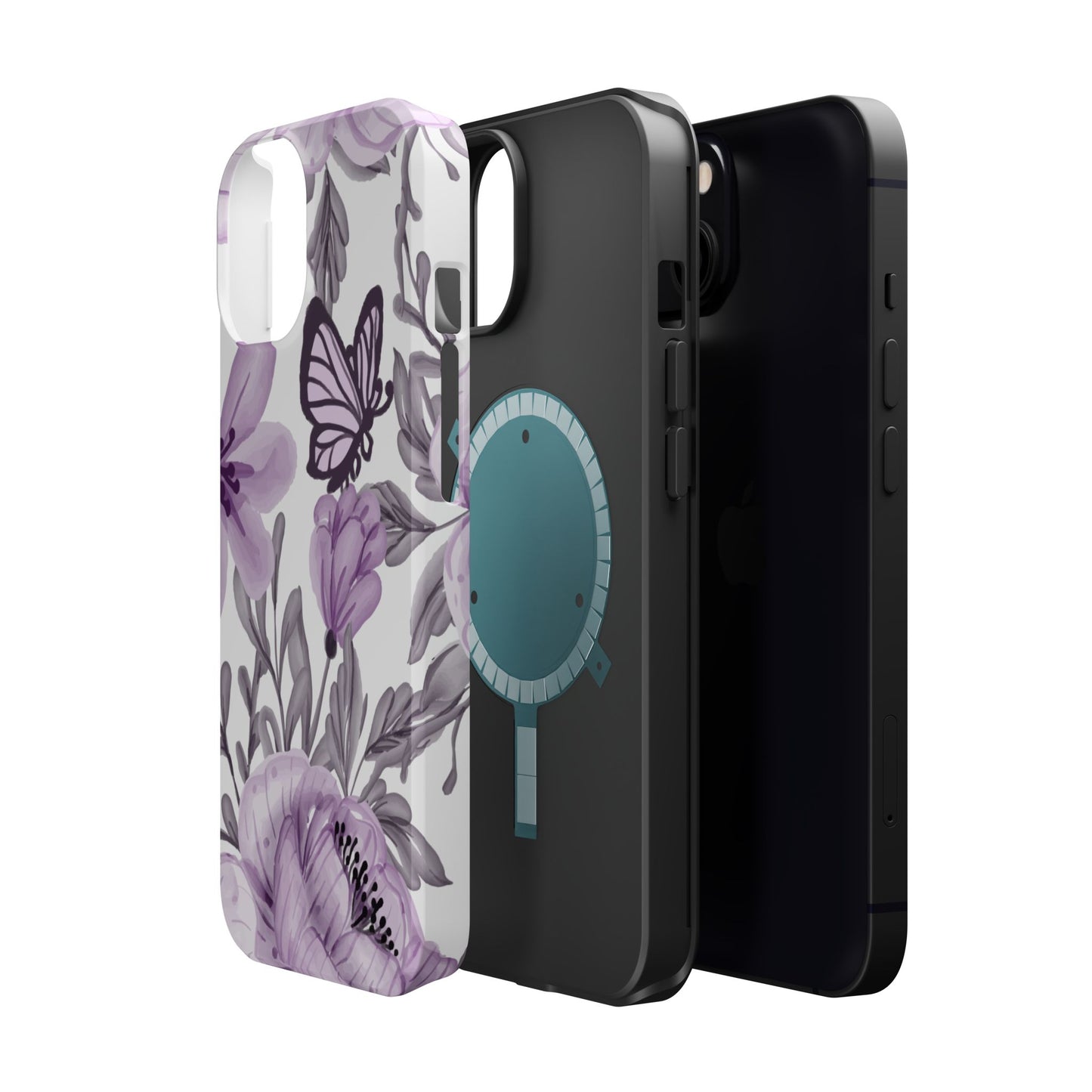 Lavender Bloom Butterfly MagSafe iPhone Case – Delicate Floral Design with Watercolor Details