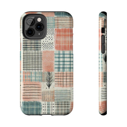 Geometric Patchwork iPhone Case - Modern Minimalist Design, Protective Cover - BOGO Cases