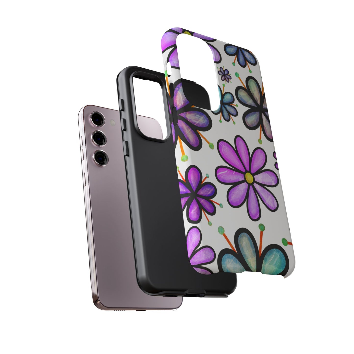 Whimsical Lavender Floral Samsung Galaxy Case – Ultra-Slim, High-Gloss Finish