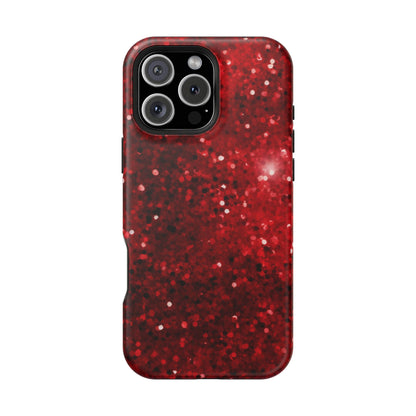 Crimson Glow Glitter MagSafe Case