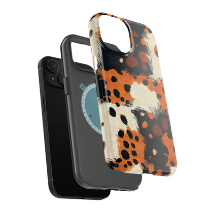 MagSafe iPhone Case: Cheetah Plaid – Brown & Black Pattern