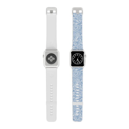  Dusty Blue Floral Line Art Apple Watch Band