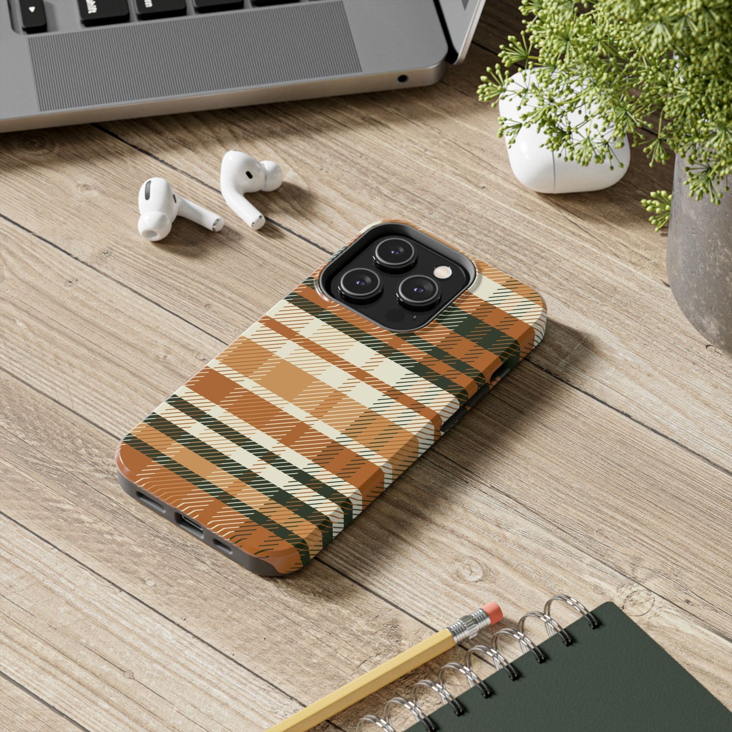 MagSafe Case - Pumpkin Spice Plaid Design