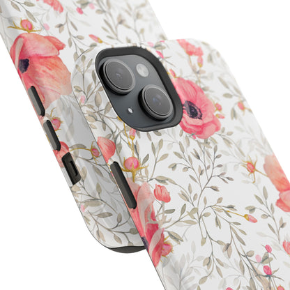 Pink Floral Watercolor MagSafe iPhone Case – Elegant Blossom Design with Magnetic Compatibility