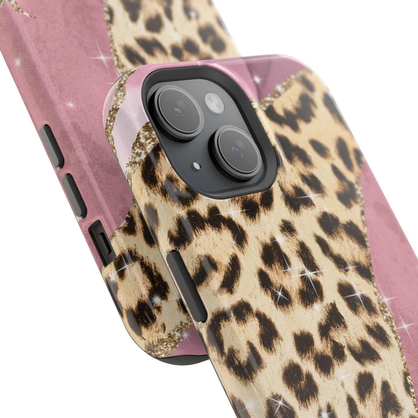 Pink Glam Leopard - MagSafe iPhone Series Case with Glitter Accents