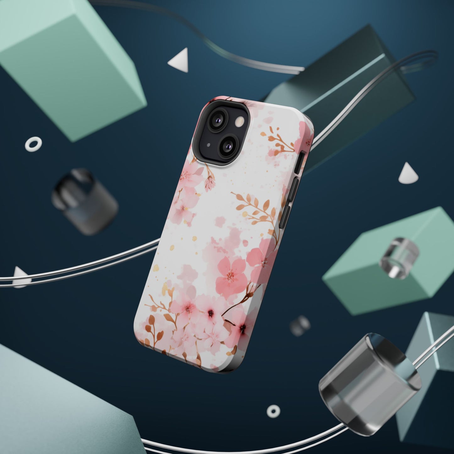 Soft Pink Cherry Blossom MagSafe Case – Floral Elegance with Wireless Charging