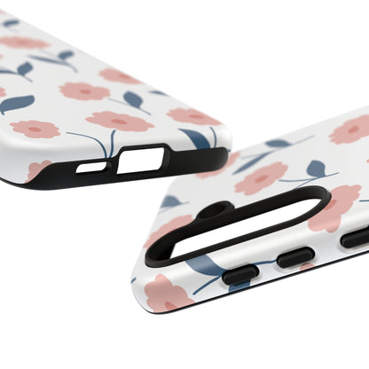 Playful Pink Floral Tough Samsung Galaxy Case – Soft Pastel Design, Slim & Shockproof