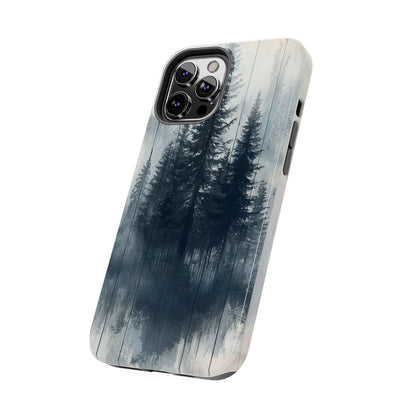 Rustic Pine Forest iPhone Case - Blue Toned Woodland Country Design