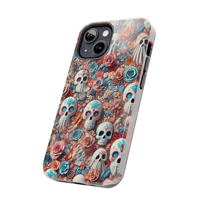 Day of the Dead Floral Skull iPhone Case - Colorful Protective Cover - Halloween Spooky Autumn Case