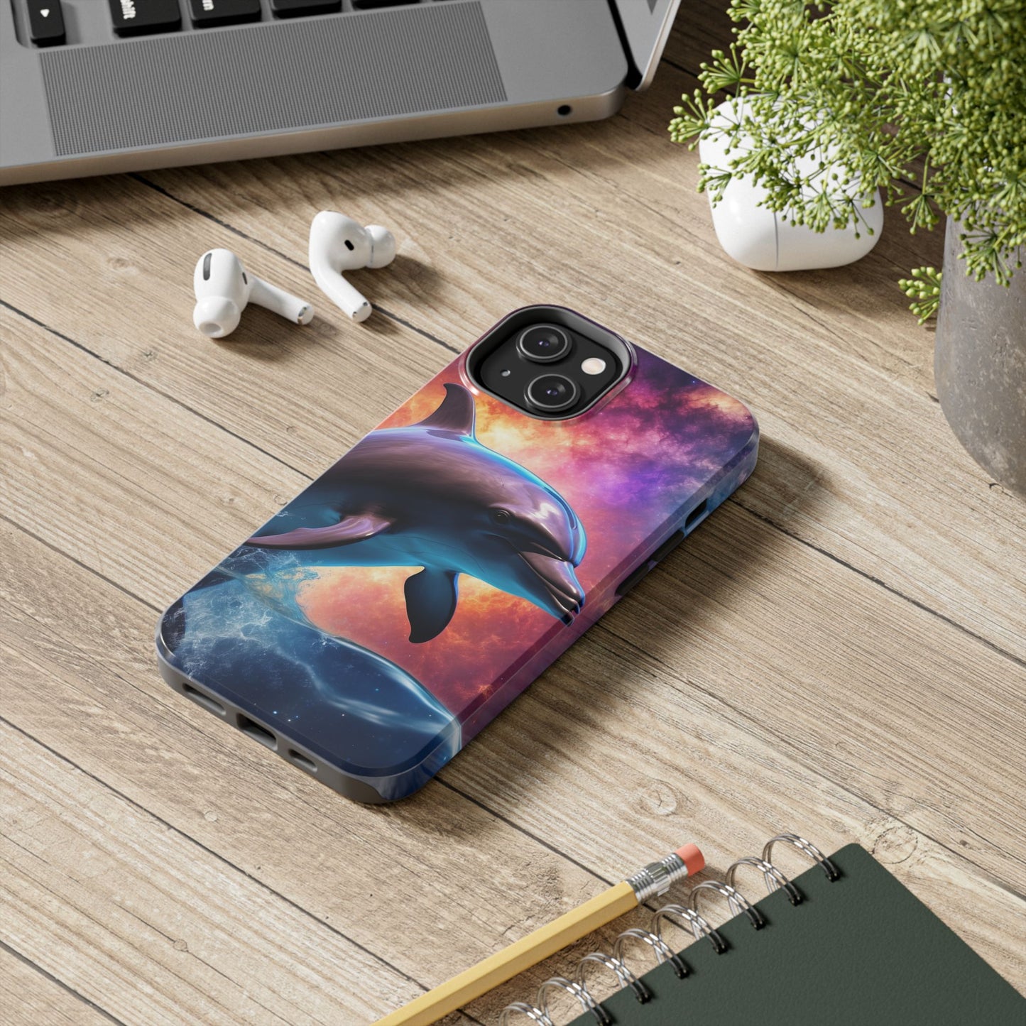 Cosmic Dolphin Galaxy Art - iPhone Case