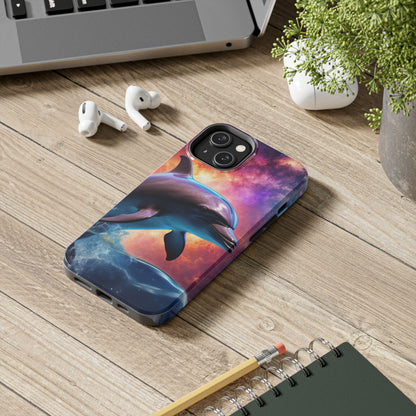 Cosmic Dolphin Galaxy Art - iPhone Case