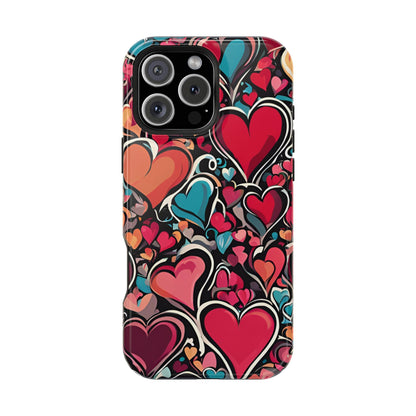 Vibrant Multicolor Heart Art – MagSafe-Compatible iPhone Case