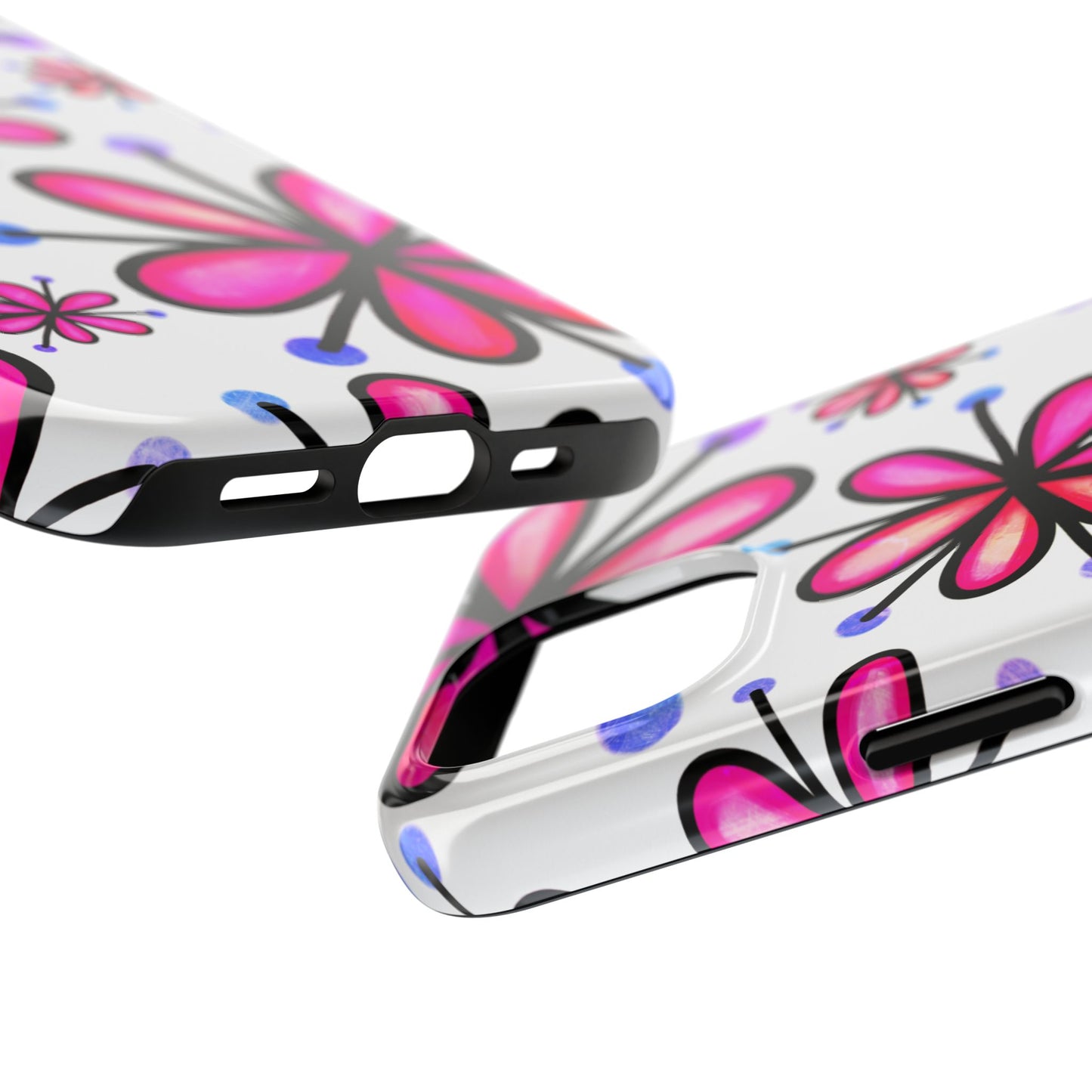 Pink Retro Bloom iPhone Case – Ultra-Slim Design, Glossy Finish