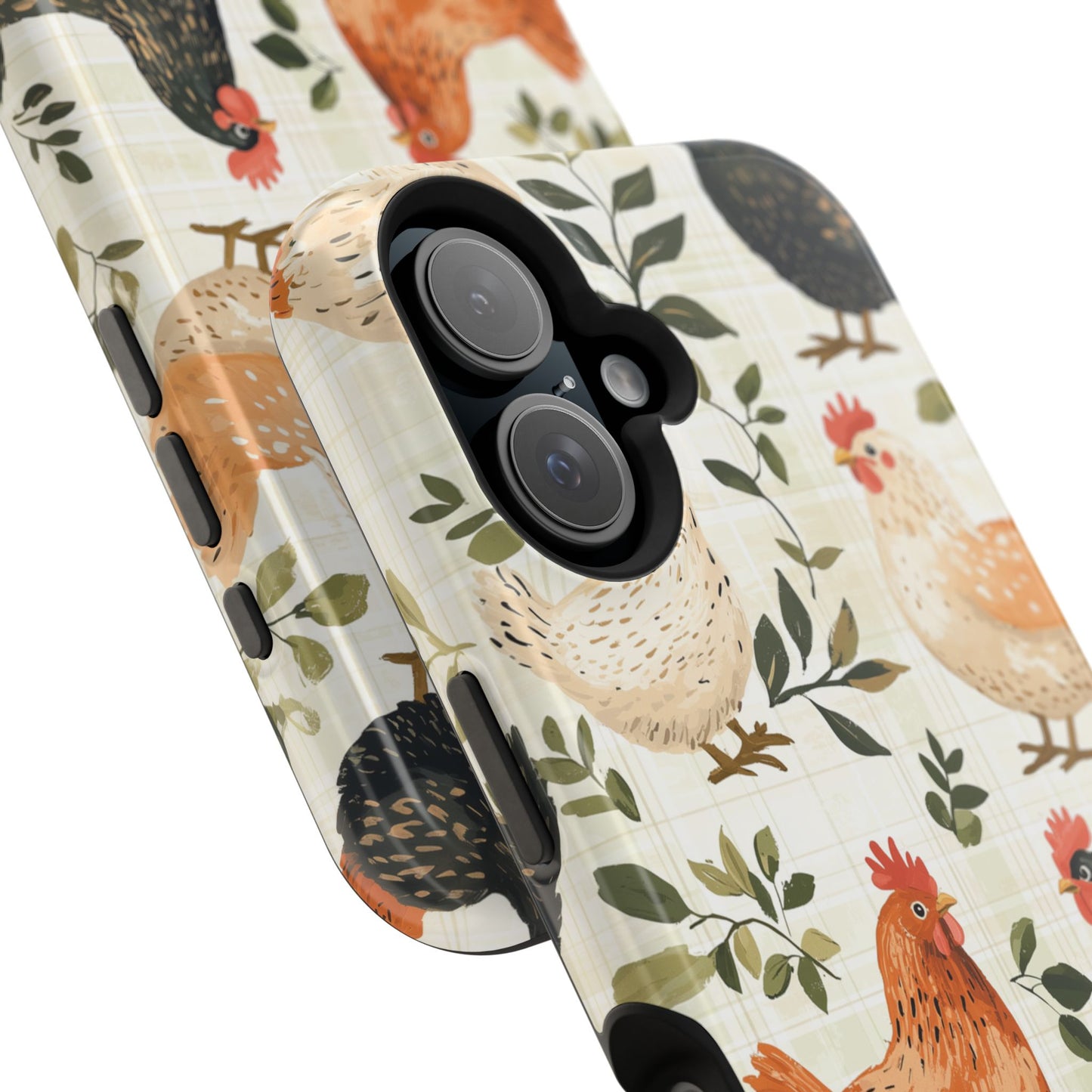 MagSafe iPhone Case: Vintage Chicken Farmhouse Case – Rustic Leaves Design