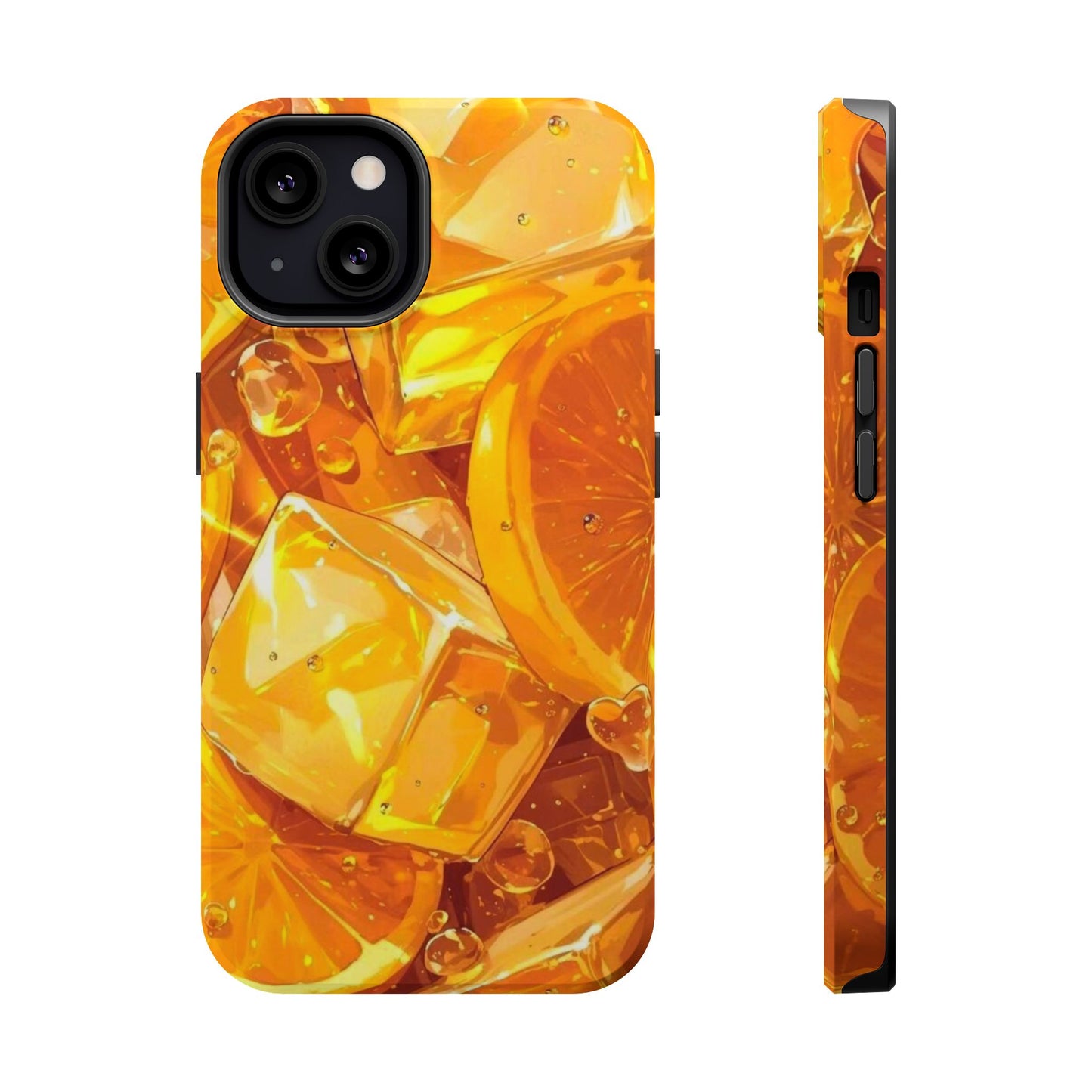 Citrus Splash MagSafe iPhone Case – Bright Orange Slices & Ice, Dual-Layer Protection