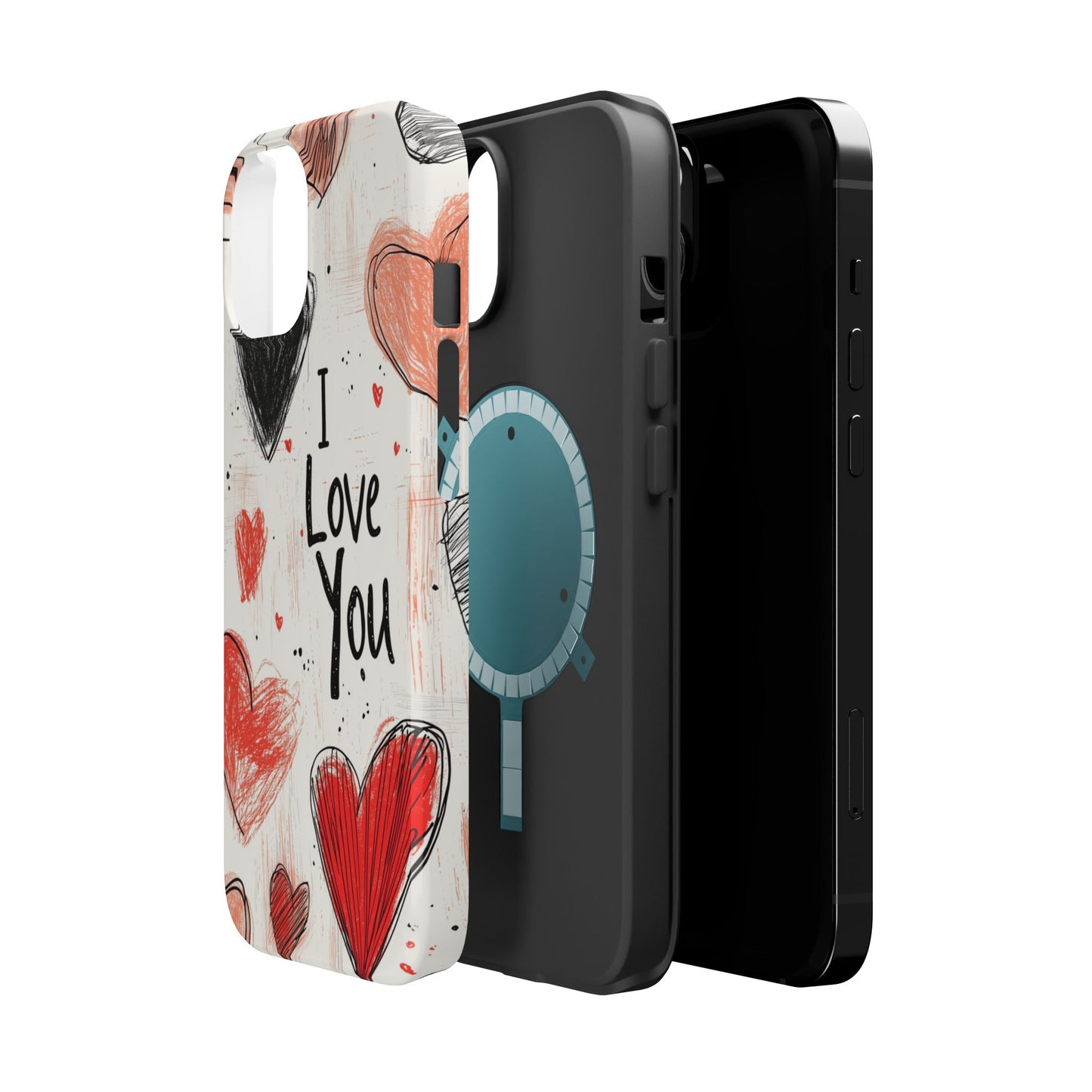 Romantic "I Love You" Heart Sketch - MagSafe Compatible Case