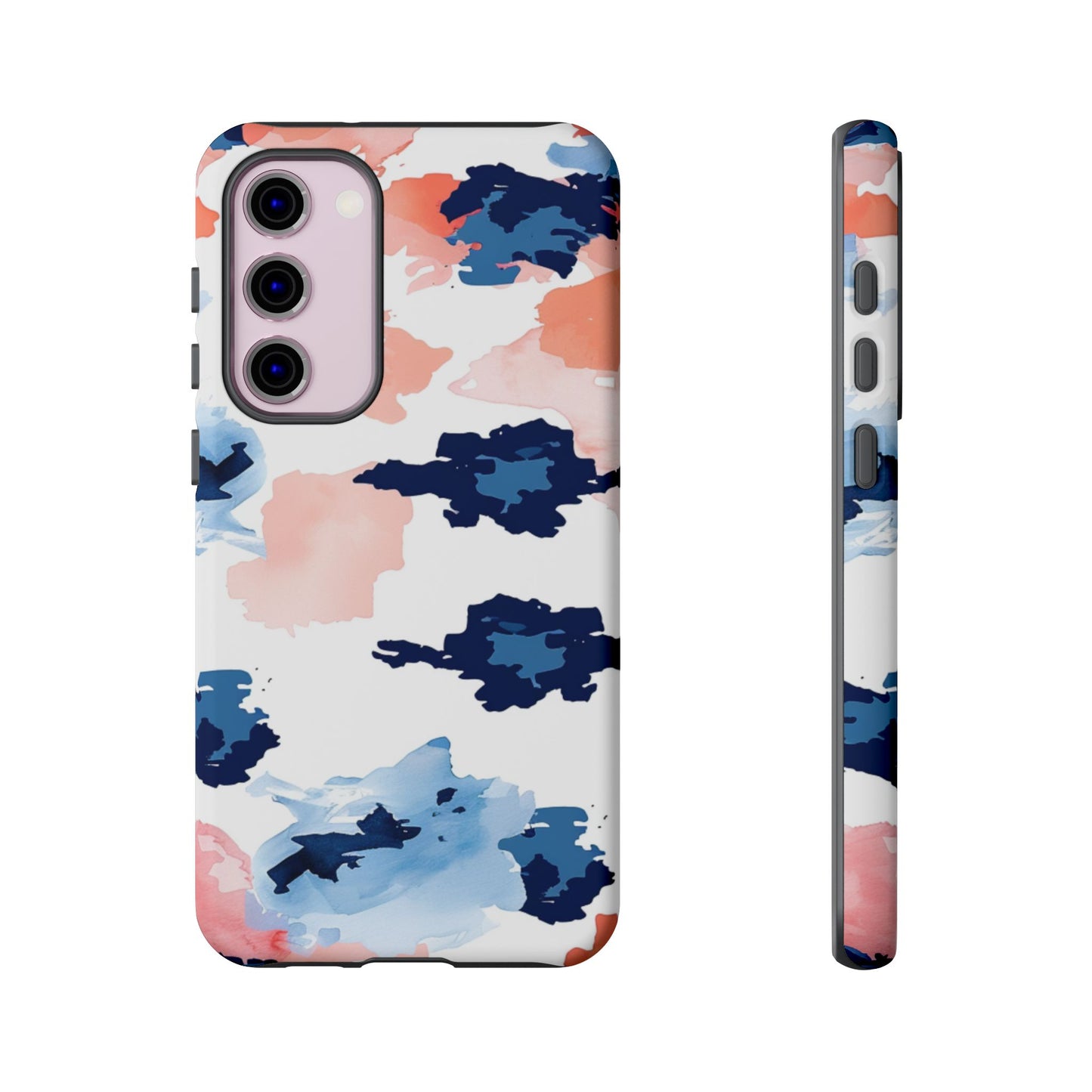 Abstract Coral & Navy Watercolor Design – Samsung Galaxy Case