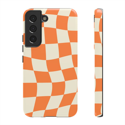 Wavy Retro Checkerboard Samsung Galaxy Case – Shockproof, Matte Finish, Dual-Layer Protection