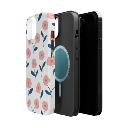 Playful Pink Floral Tough MagSafe  iPhone Case – Soft Pastel Design, Slim & Shockproof