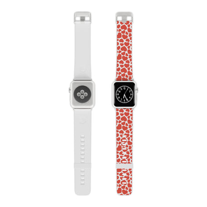 Playful White Hearts on Red Apple Watch Band