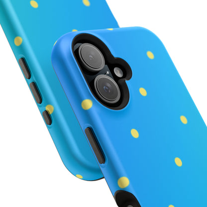 Blue Ocean Gradient Polka Dots MagSafe iPhone Case – Shockproof, Smooth Matte Finish, Dual-Layer Design