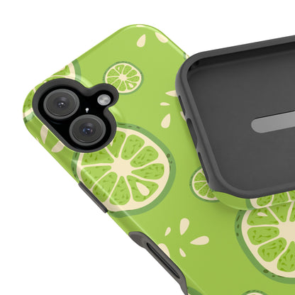 Zesty Lime Splash Tough MagSafe iPhone Case – Fresh Citrus Design, Dual-Layer Protection