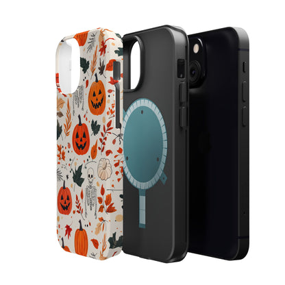 Halloween Pumpkin & Skeleton MagSafe iPhone Case – Spooky Autumn Design