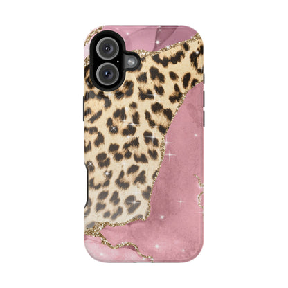 Pink Glam Leopard - MagSafe iPhone Series Case with Glitter Accents