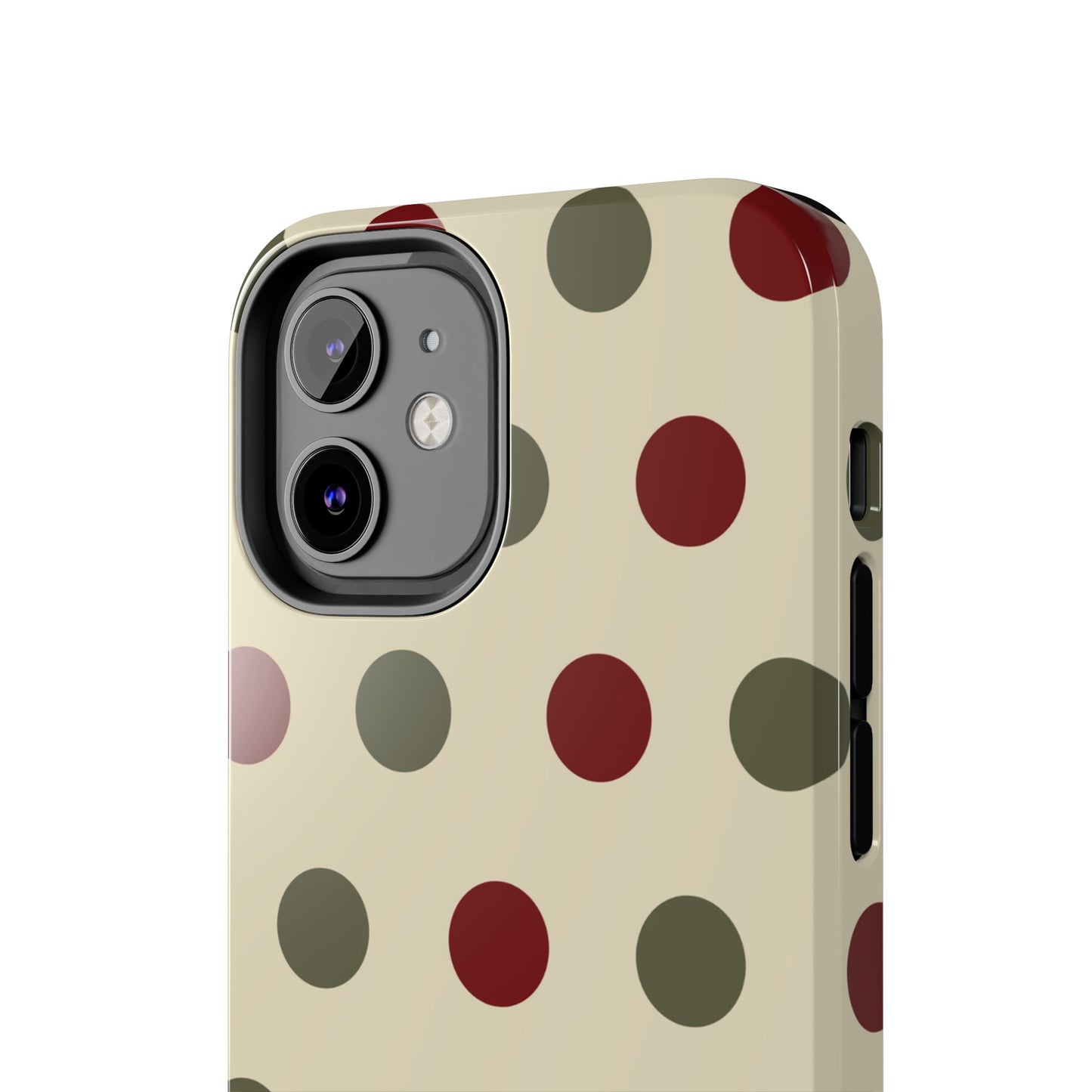 Red & Green Polka Dots on Cream – iPhone Case