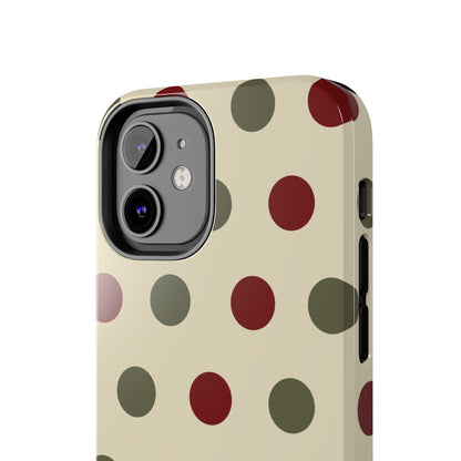 Red & Green Polka Dots on Cream – iPhone Case