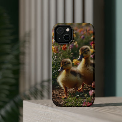 Charming Ducklings in Floral Garden - MagSafe iPhone Case