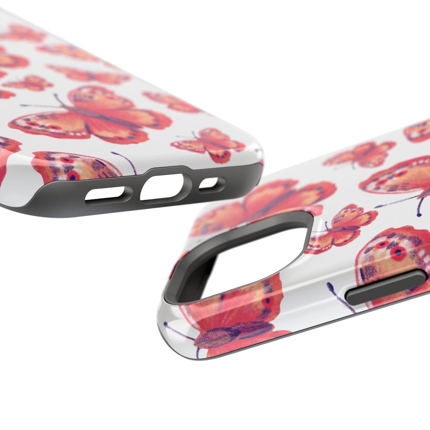 Coral Butterfly MagSafe iPhone Case – Slim, Protective Design with Bold Watercolor Print