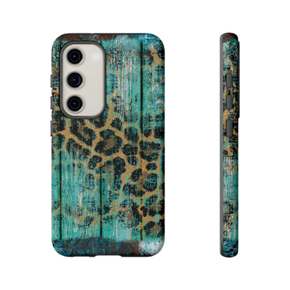 Turquoise Rustic Leopard Wood - Samsung Galaxy Series Case