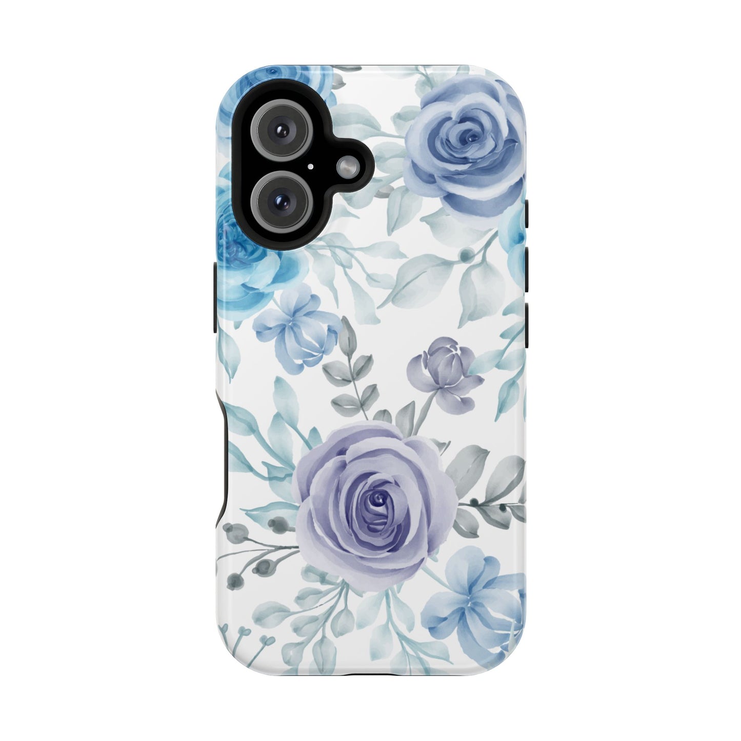 Elegant Blue & Violet Roses MagSafe Case – Artistic Floral Protection with Magnetic Charging Compatibility