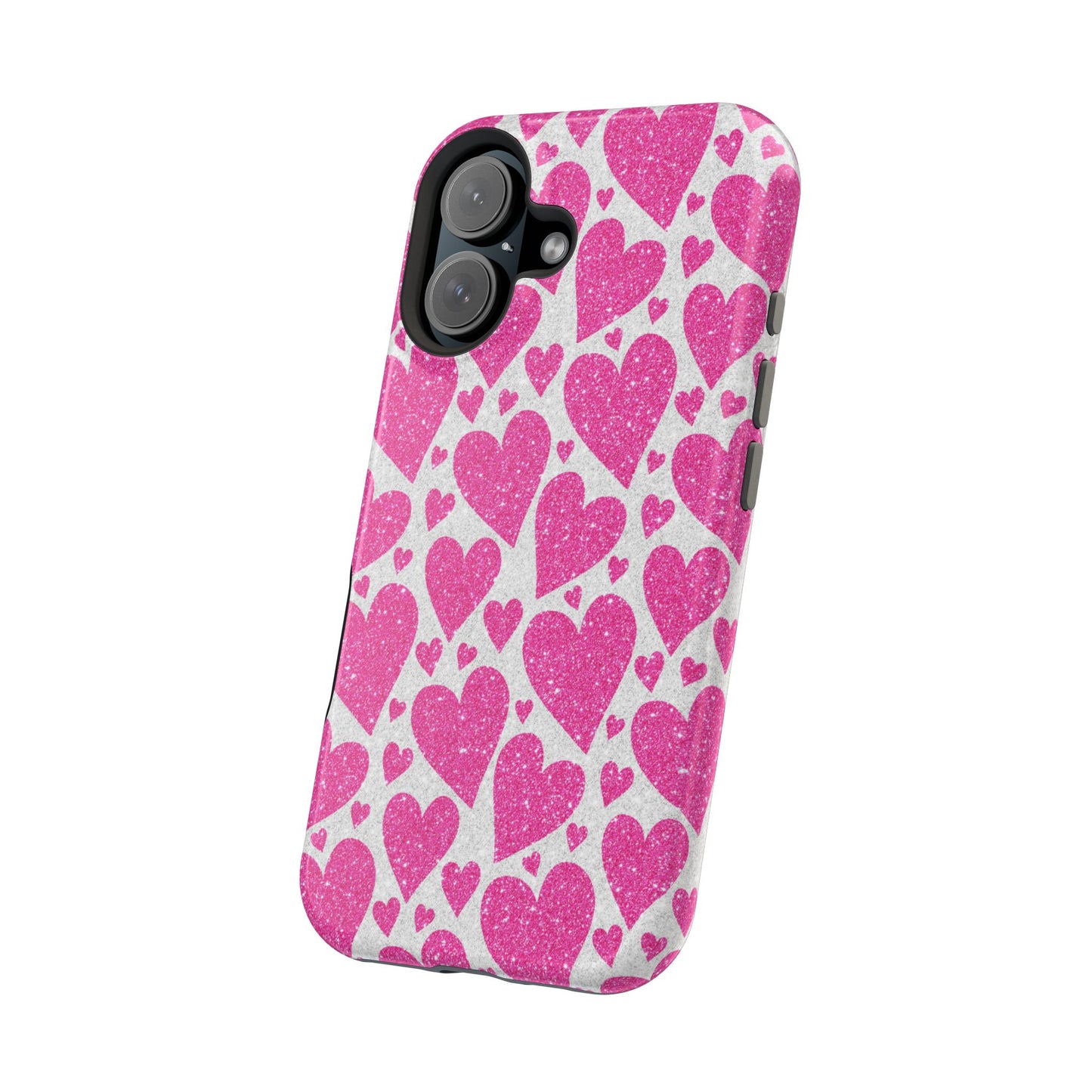 Pink Glitter Hearts Pattern MagSafe Case