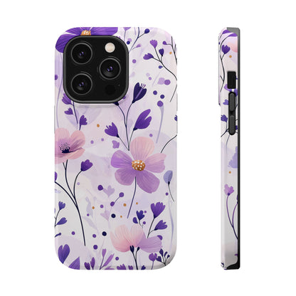 Purple Floral Bliss MagSafe iPhone Case – Delicate Blossom Design