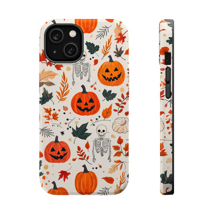 Halloween Pumpkin & Skeleton MagSafe iPhone Case – Spooky Autumn Design