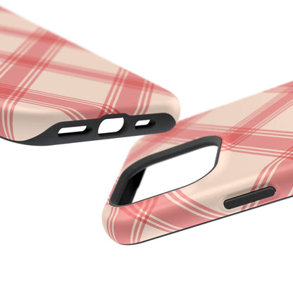 Soft Peachy Red Plaid MagSafe Case