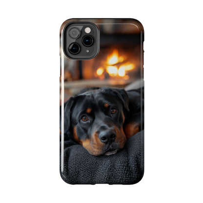 Warm Rottweiler by the Fireplace Samsung Galaxy Case – Rustic Charm for Dog Lovers