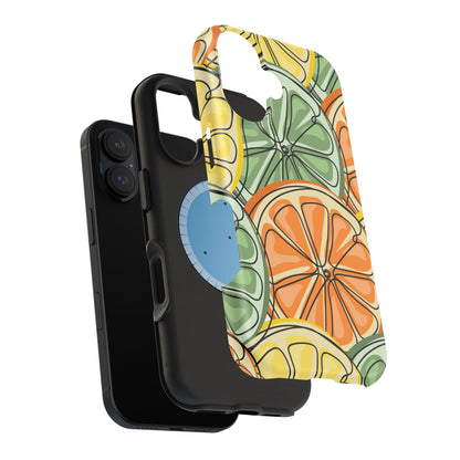 Citrus Zest Tough MagSafe iPhone Case – Bold Lime, Lemon, and Orange Design, Shockproof Protection