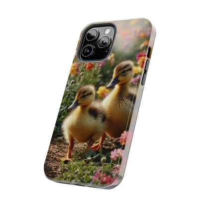 Charming Ducklings in Floral Garden - iPhone Case