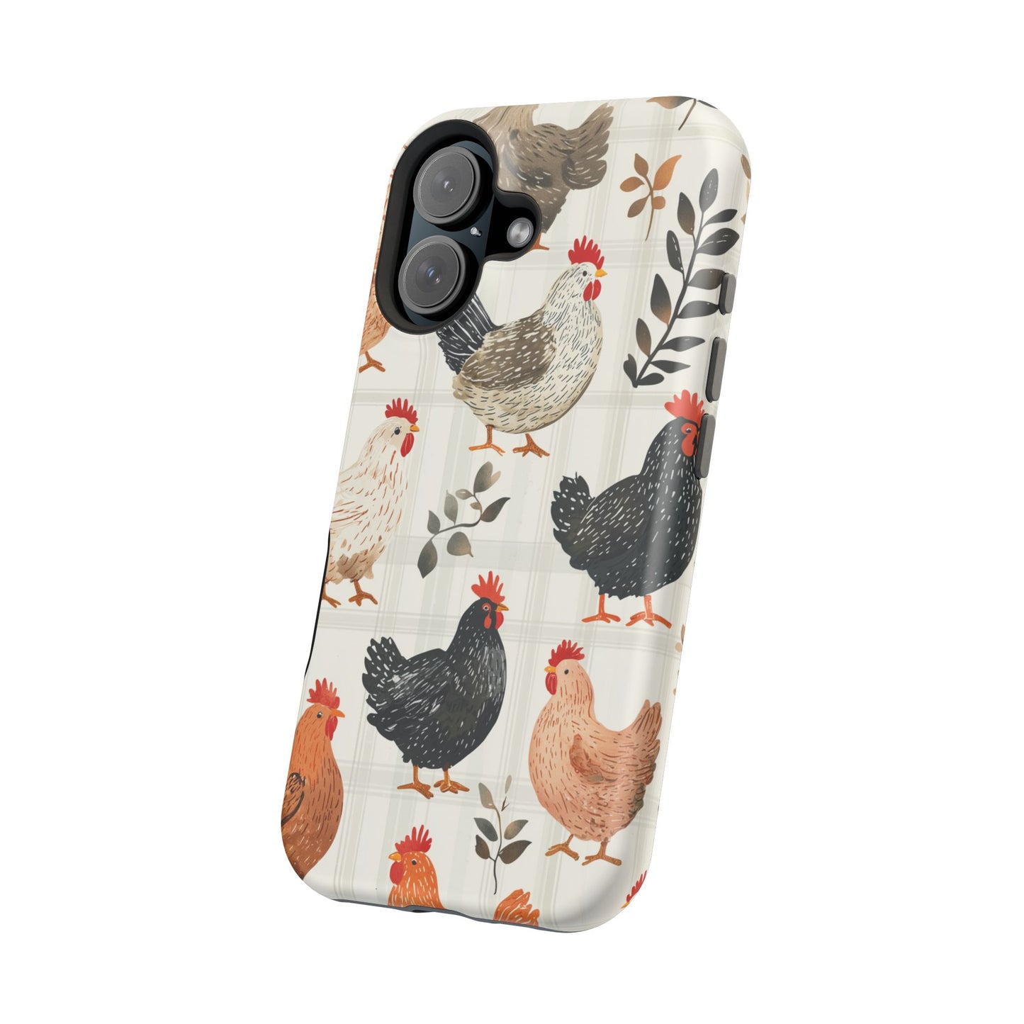 MagSafe iPhone Case: Vintage Chicken & Leaves – Farmhouse Style Case