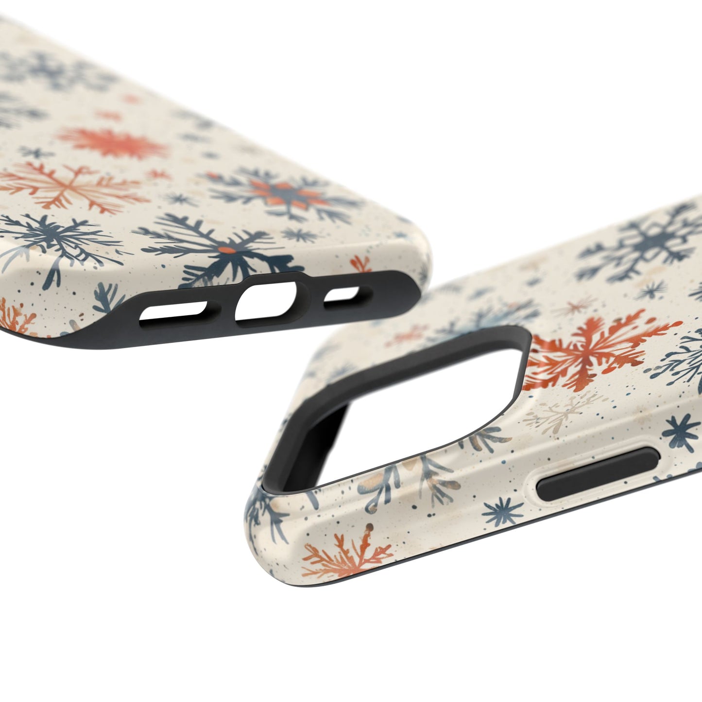 Rustic Orange and Blue Snowflake Pattern – MagSafe iPhone Series Case