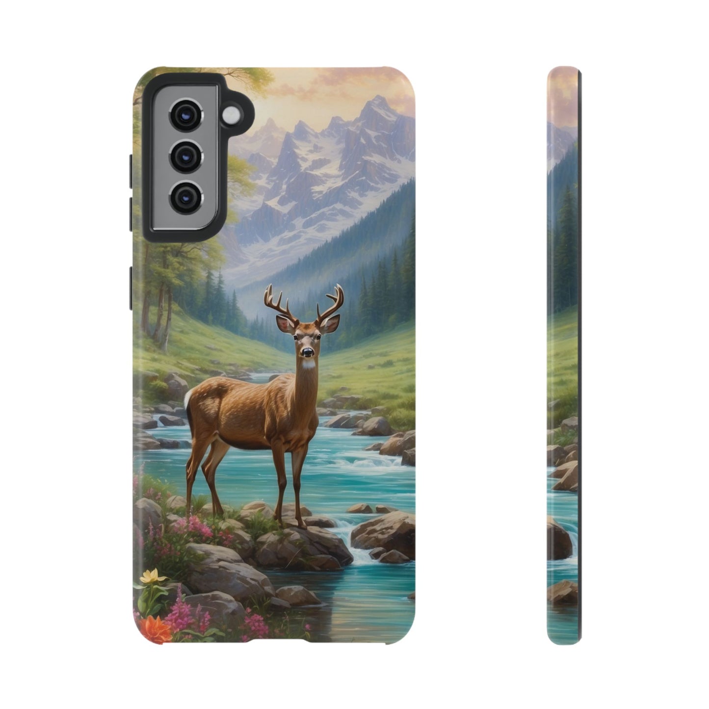 Alpine Serenity – Stag in Mountain Bliss Samsung Galaxy Phone Case