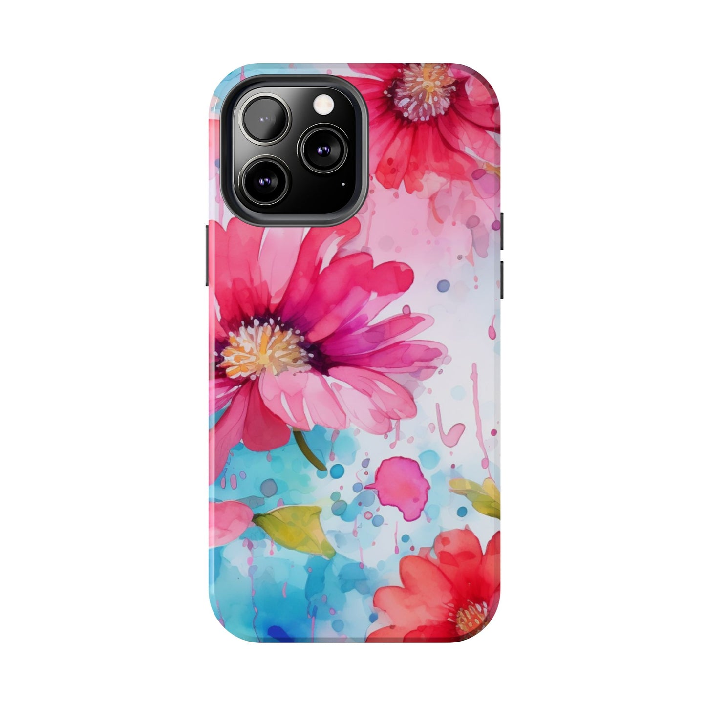 Vibrant Watercolor Red & Pink Floral - iPhone Case