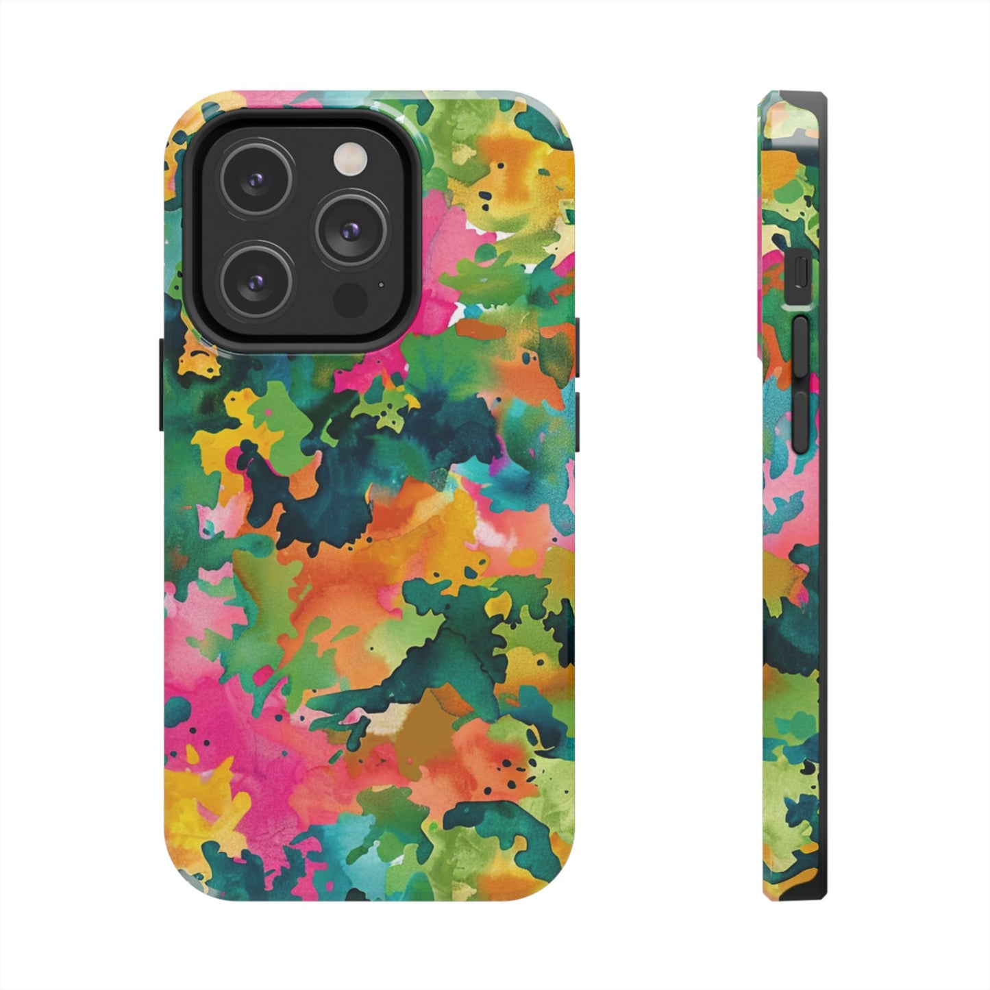 Vibrant Watercolor Splash iPhone Case – Bold Multicolor Artistic Design