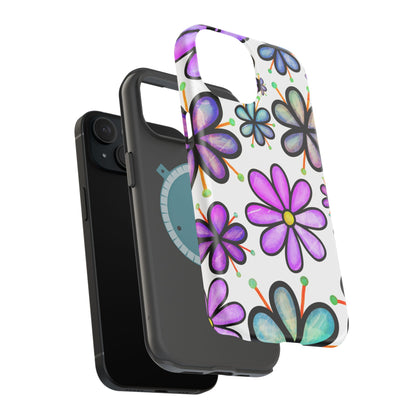 Whimsical Lavender Floral MagSafe iPhone Case – Ultra-Slim, High-Gloss Finish