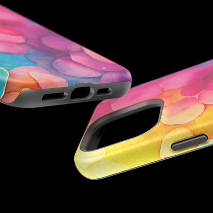 Sunset Petals Watercolor MagSafe iPhone Case – Slim Design, Glossy Finish